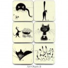 Six Dessous de verre - Collection Chats Dubout