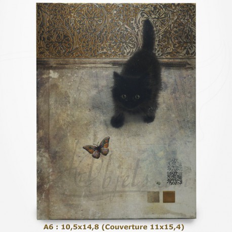 Carnet - BUG ART - Chat regardant un papillon 10,5x14,8