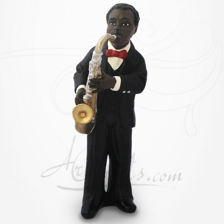 DECO GEMME Jazz Musique Sculpture,Figurine Jazzman Joueur Saxophone,  Statuette Musicien Jazzman Joueur Saxophone