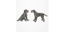 Figurine Miniature - 2 Chiens - Race Dalmatien - Porcelaine