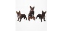 Figurine Miniature - 3 Chiens - Race Bulldog - Porcelaine