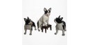 Figurine Miniature - 3 Chiens - Race Bulldog - Porcelaine