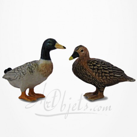 Figurine Miniature - 2 Canards Colvert - Porcelaine