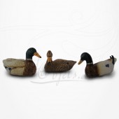 Figurine Miniature - 3 Canards Colvert nageant - Porcelaine