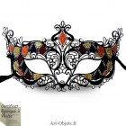 Masque Loup de Venise - Civette Dentelle Métallique - Strass - Orange