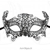 Masque de Venise - Masque loup dentelle de Burano noire