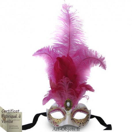 Masque de Venise - Civette Iris Toupet Fuchsia - Masque loup