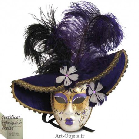 Masque de Venise - Visage Joker Chapeau et Plumes