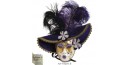 Masque de Venise - Visage Joker Chapeau et Plumes