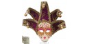 Masque de Venise décoré en Céramique, Jocker à pointes, Violet et Doré