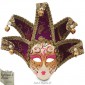 Masque de Venise décoré en Céramique, Jocker à pointes, Violet et Doré