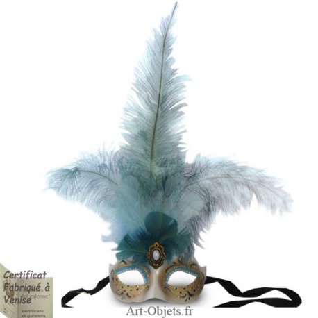 Masque de Venise - Civette Iris Toupet Bleu - Masque loup