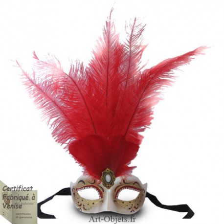 Masque de Venise - Civette Iris Toupet Rouge - Masque Loup