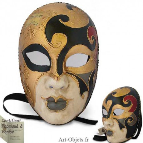 Masque de Venise - Visage décoré doré et noir, symphonie