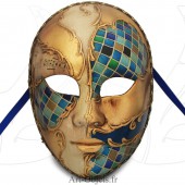 Masque de Venise - Visage décoré bleu et mosaïque