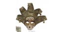 Masque de Venise décoré en Céramique, Jolly à pointes dorées et Tissus Argenté