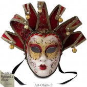 Masque de Venise - Visage Joker - Anna - 7 Pointes Bordeaux