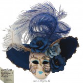 Masque de Venise décoré en Céramique, Chapeau velours à plumes