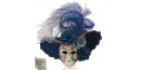 Masque de Venise décoré en Céramique, Chapeau velours à plumes