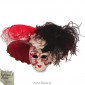 Masque de Venise décoré en Céramique, Chapeau velours à plumes