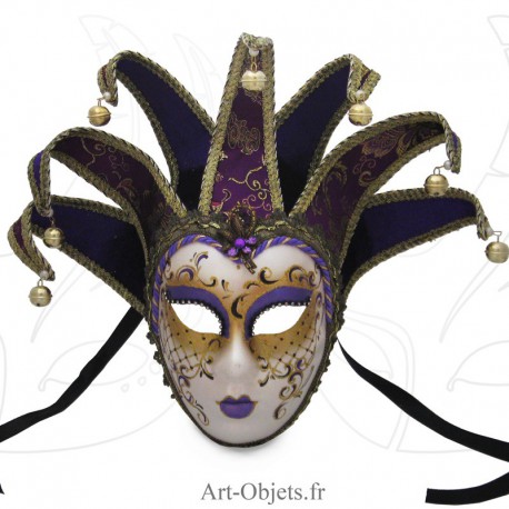 Masque de Venise - Visage Joker Anna - 7 Pointes Violettes