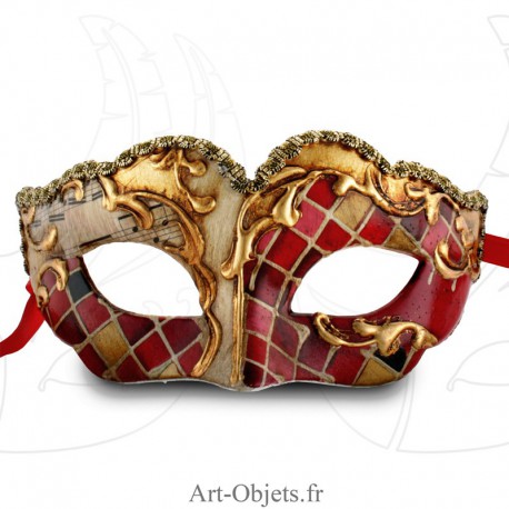 Masque de Venise - Civette Mosaique Enfant Rouge - Masque loup