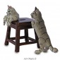 Figurine Miniature - 2 Chats sur tabouret - Porcelaine