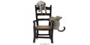 Figurine Miniature - 2 Chats sur fauteuil - Porcelaine