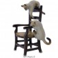 Figurine Miniature - 2 Chats sur fauteuil - Porcelaine