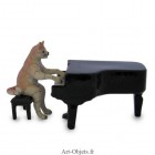 Figurine Miniature Chat jouant du piano - Porcelaine