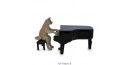 Figurine Miniature Chat jouant du piano - Porcelaine