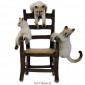 Figurine Miniature - 3 Chats sur fauteuil - Porcelaine