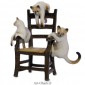 Figurine Miniature - 3 Chats sur fauteuil - Porcelaine