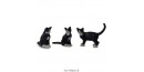 Figurine Miniature - 3 Chats Noirs - Porcelaine