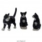 Figurine Miniature - 3 Chats Noirs - Porcelaine