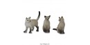 Figurine Miniature - 3 Chats Blancs - Porcelaine