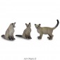 Figurine Miniature - 3 Chats Blancs - Porcelaine