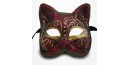 Masque de Venise - Masque Chat Commedia Dell'Arte - Rouge et Doré