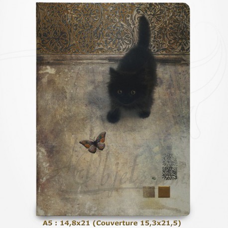 Carnet - BUG ART - Chat regardant un papillon 14,8x21,5