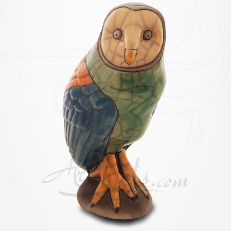 Hibou - Chouette sur socle en Raku