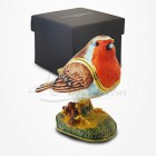 Boîte à secrets Oiseau Rouge Gorge - Métal émaillé avec Strass