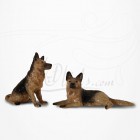 Figurine Miniature - 2 Chiens - Race Berger Allemand - Porcelaine