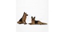 Figurine Miniature - 2 Chiens - Race Berger Allemand - Porcelaine