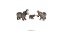Figurine Miniature - 3 Hippopotames - Porcelaine