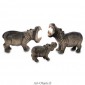 Figurine Miniature - 3 Hippopotames - Porcelaine