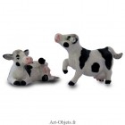 Figurine Miniature - 2 Vaches - Porcelaine