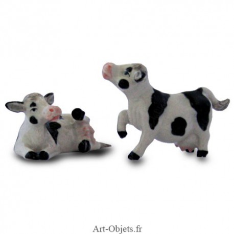 Figurine Miniature - 2 Vaches - Porcelaine