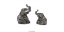 Figurine Miniature - 2 Eléphants assis - Porcelaine