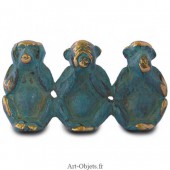 3 Singes de la sagesse - Bronze Bleu