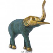 Eléphant Trompe levée- Bronze Bleu